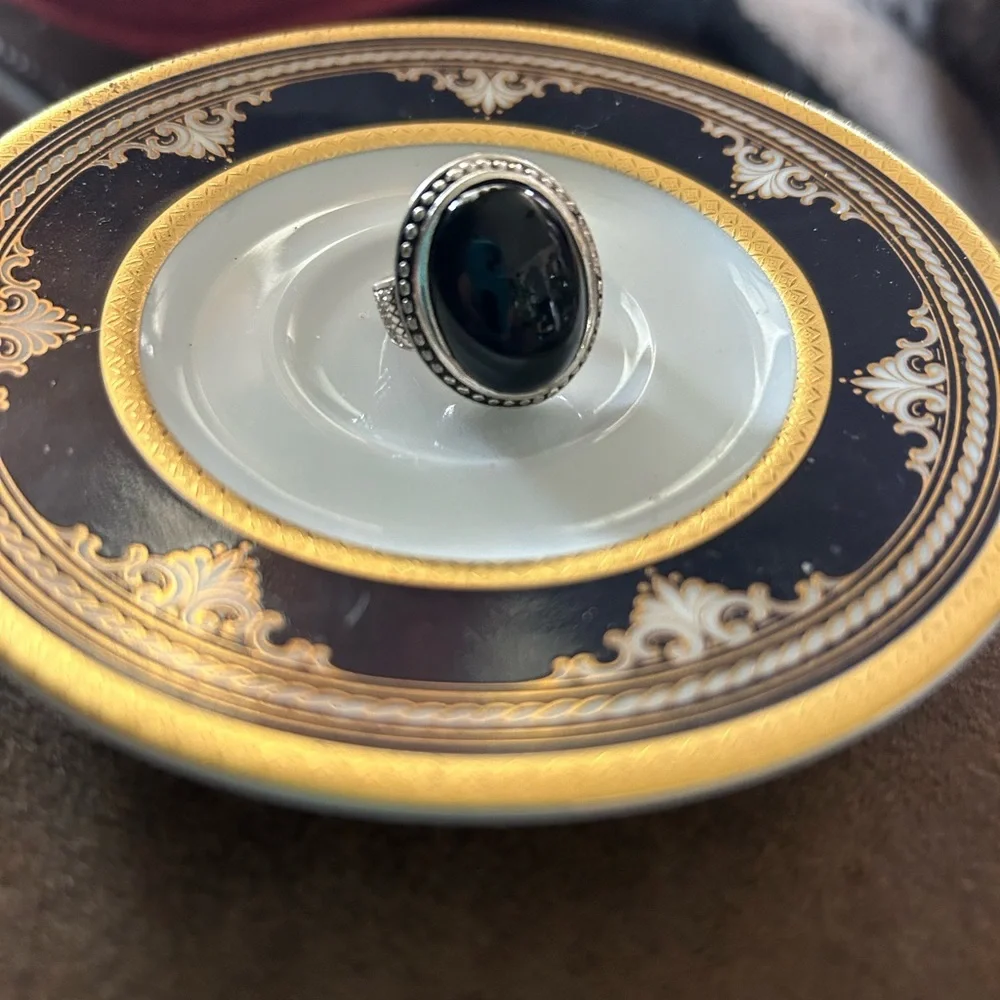 Vintage Black Onyx 925 Ring